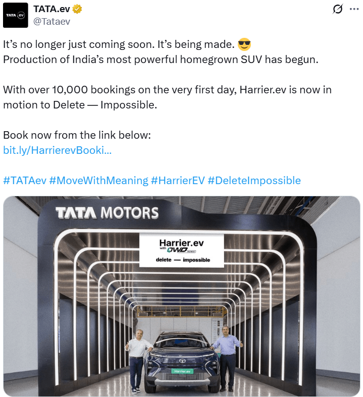 Tata Harrier.ev Enters Production